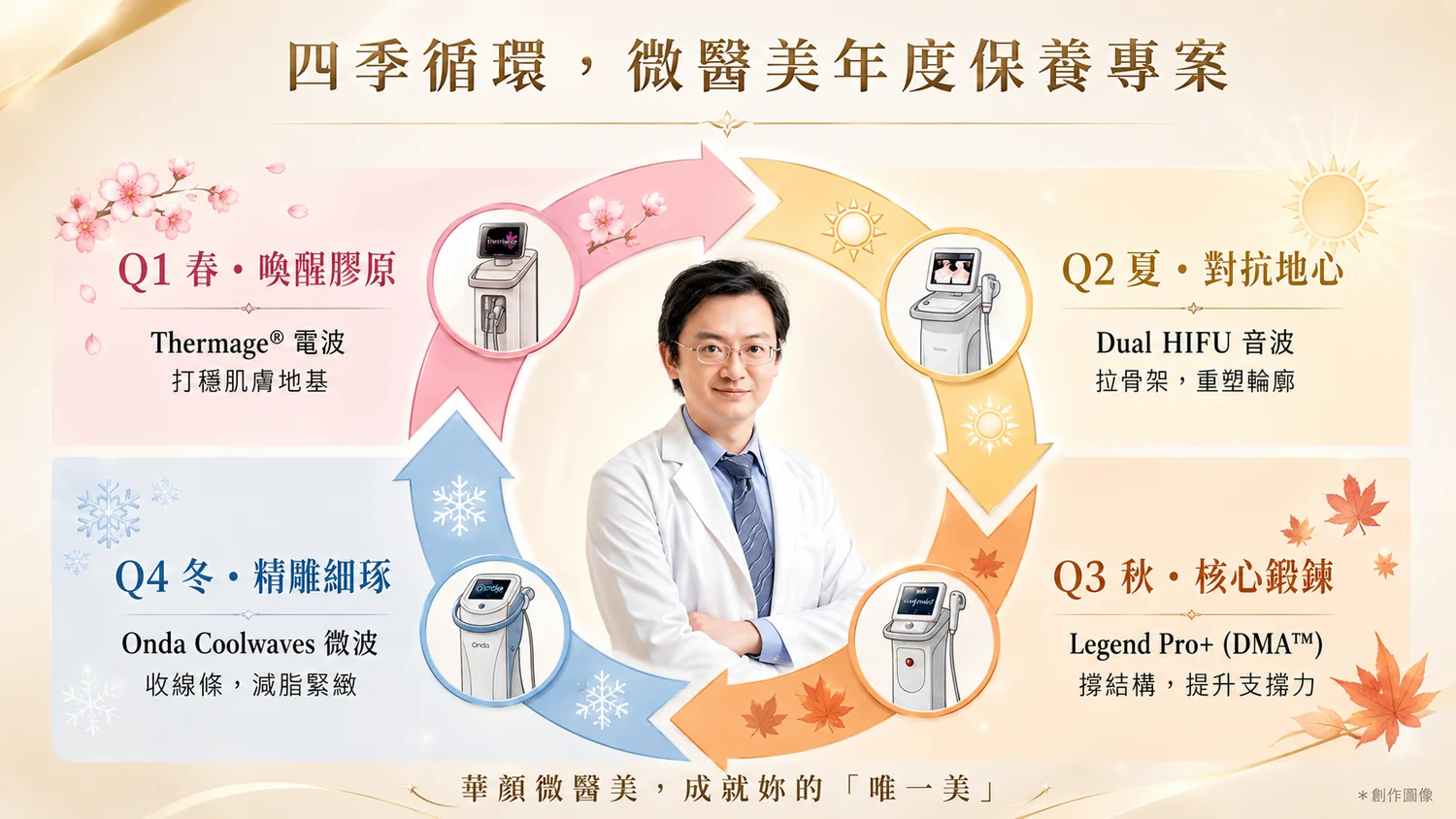 四季循環微醫美年度管理概念圖